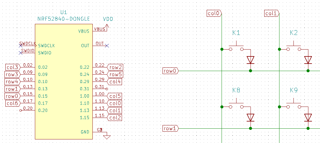 circuit schematic of key matrix